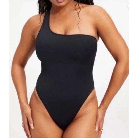 New. Good American black one shoulder scuba swimsuit. Medium - Picture 2 of 9